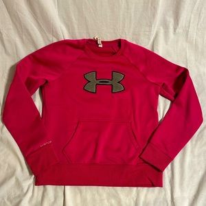 Women’s under armor, crewneck, cold gear, medium sweatshirt semi fitted hot pink
